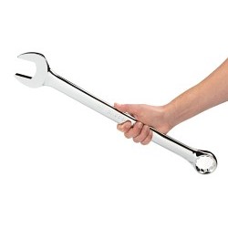 TEKTON® WCB23040 Combination Wrench, Measurement System: SAE, 1-9/16 in Wrench Opening, 12 Points, 15 deg Offset, 21.7 in Overall Length, Steel, Chrome, No Tether Ready